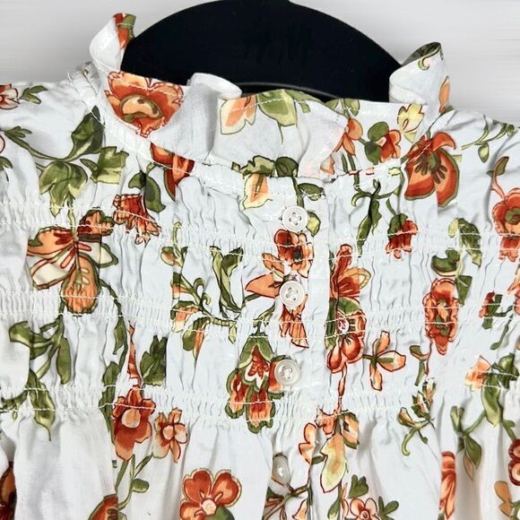 JANIE and JACK Floral Smocked Bubble Sleeve Top Blouse Cotton Floral Print 8 - Picture 7 of 10